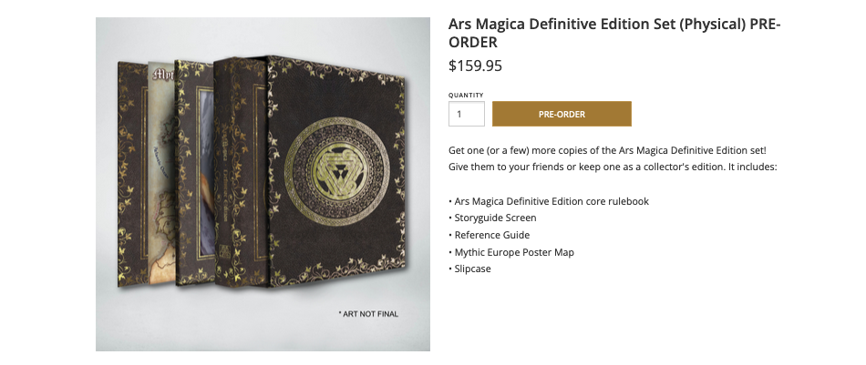 Preorder Ars Magica Definitive Edition NOW